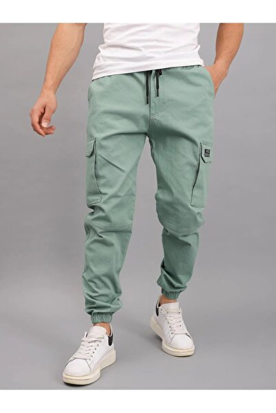 comstar Men's Elastic Jogger Green Cargo Pocket Trousers