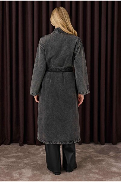 HEQA Антрацитовий денім кімоно