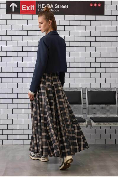 HEQA Σκούρο Μπλε Crop Blazer Jacket