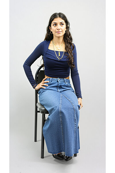 Ede Tekstil Milo Dikişli Uzun Jean Etek