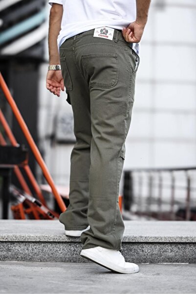 comstar Men's Wide Leg Loose Leg Basic Khaki Baggy Trousers