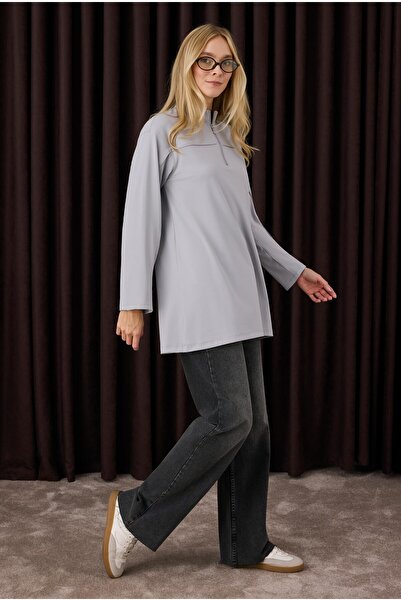 HEQA Світло-сірий світшот - з деталями на рукавах