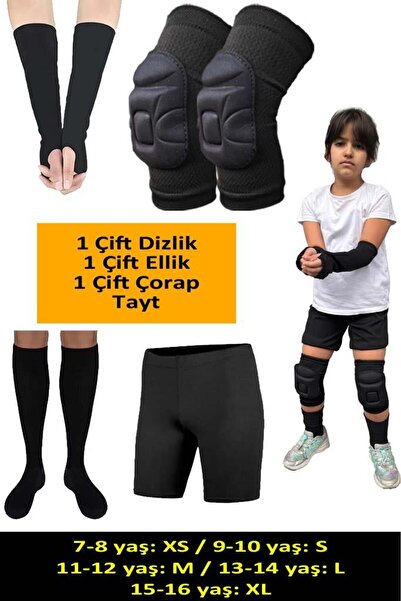 Liggo Çocuk Voleybol Dizliği Voleybol Ellik Çorap Tayt Seti