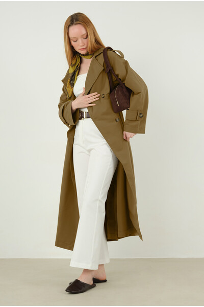 HEQA Epaulette Classic Trench Coat with Oil Green Handle