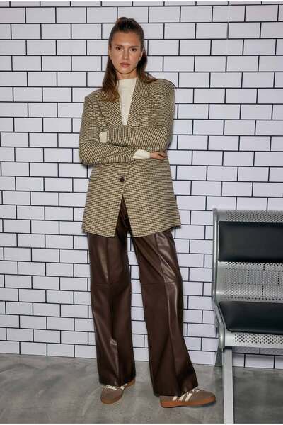 HEQA Καρό κομμένο Classic Blazer Jacket