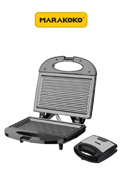 MARAKOKO Marcoco 800W Sandwich Toaster - Non-stick plates, compact size, toast toaster with safety lock and smart temperature control.
