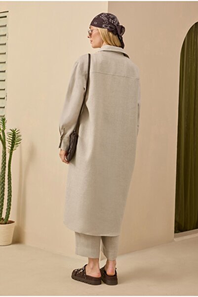 HEQA Ham Keten Uzun Gömlek