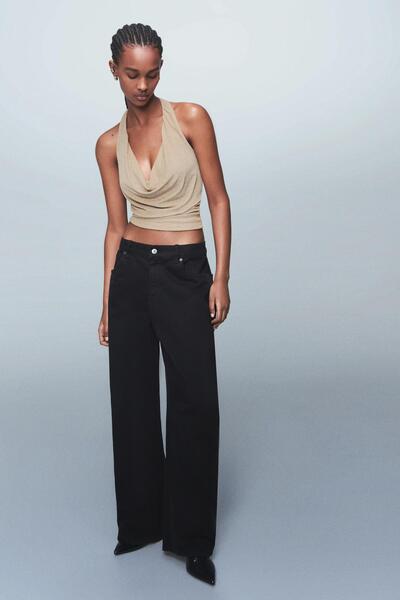 Bershka Drape detaylı halter yaka bluz