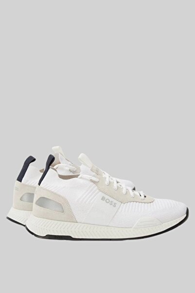 BOSS Erkek Titanium Runn Knst Örgü Koşu Spor Ayakkabı Beyaz