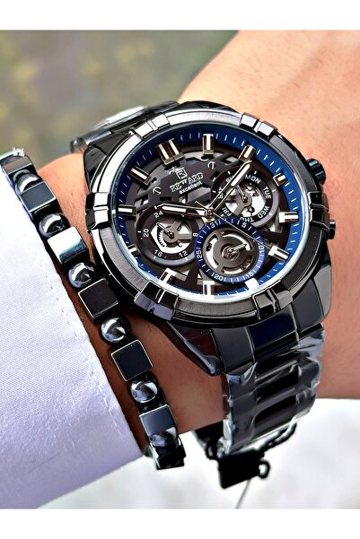 Reward Siyah Renk Lacivert Kasa Erkek Kol Saati + Bileklik