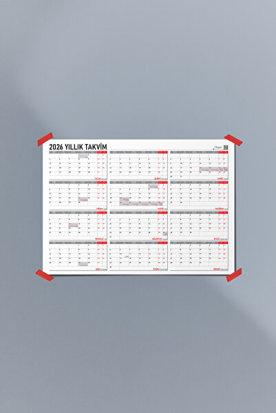 Varyant 2026 Yıllık Planlayıcı Duvar Takvimi 50 X 70 Cm Ve Işaretleyici Stickerlar