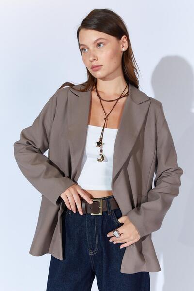 TENA Γυναικείο μπουφάν με μανίκια βιζόν διπλωμένο Blazer Polyviscon