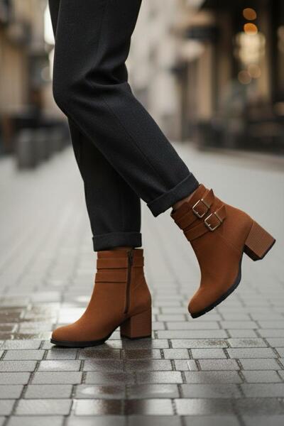 marinarosse Kadın Hermina Taba Süet Çift Tokalı Kısa Bot