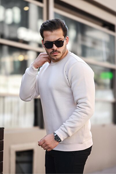 comstar Чоловічий оверсайз базовий бавовняний зимовий кремовий светр