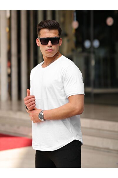 comstar Ανδρικό μπλουζάκι με φαρδύ γιακά Casual καλοκαιρινό φαρδύ λευκό μπλουζάκι