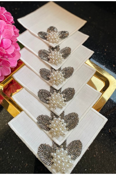 ELÇİÇEK HOME Presentation Napkin, Cocktail Napkin, Coffee Side Presentation Napkin 6 Pieces