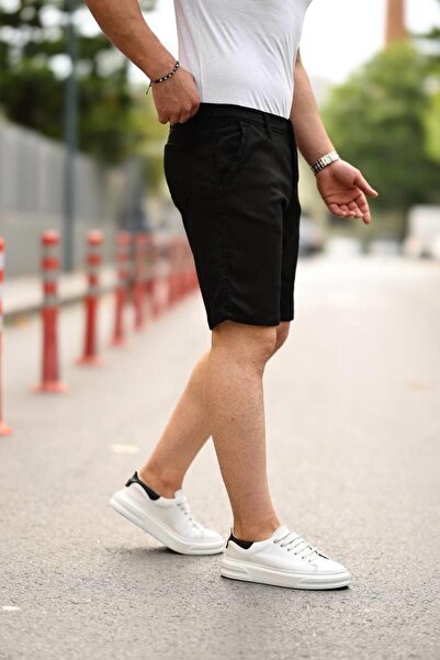 comstar Men's Knitted Gabardine Pocket Tight Stretchy Black Capri Shorts