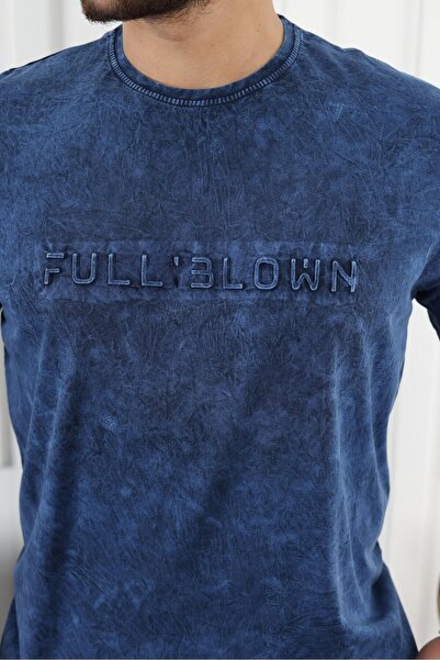 comstar Ανδρικό μπλουζάκι με ανάγλυφο γράμμα με λαιμόκοψη Navy