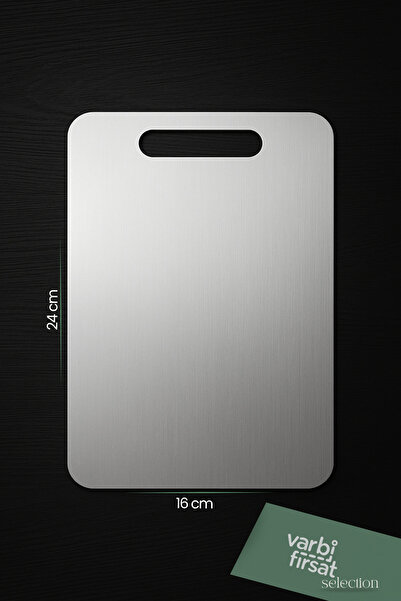 Varbifırsat Stainless Steel Cutting Board – 16X24 cm |   , Durable and Metal Cutting Sheet