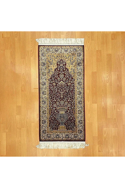 MEVLANA BAZAAR سجادة صلاة حريرية مقاس 70×120 سم مع نقش محراب الغلزار