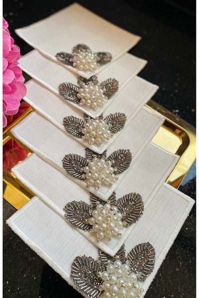 ELÇİÇEK HOME Presentation Napkin, Cocktail Napkin, Coffee Side Presentation Napkin 6 Pieces