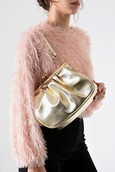 bahwar Women's Bag with Gold Snap Buckle Shoulder Strap