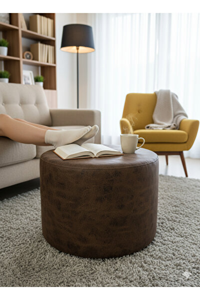 Perlasee Modern Lüks Yuvarlak Puf Tabure | Salon Oturma Odası Dekoratif Ayak ...
