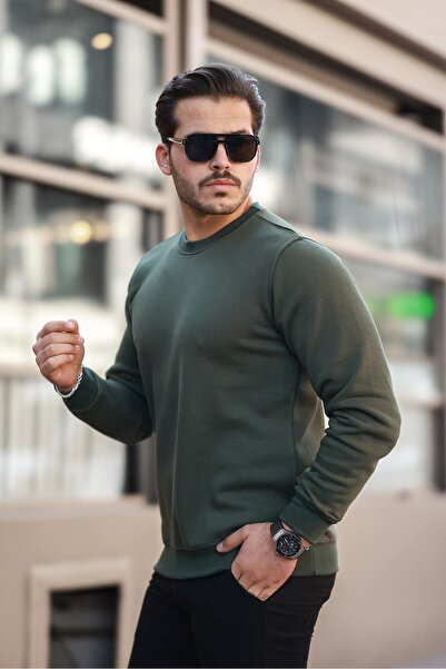 comstar Чоловічий оверсайз базовий бавовняний зимовий хакі широкий світр