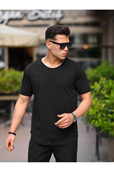 comstar Ανδρικό μπλουζάκι με φαρδύ γιακά Casual καλοκαιρινό φαρδύ μαύρο μπλουζάκι