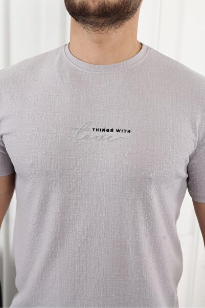 comstar Ανδρικό μπλουζάκι με στάμπα με στάμπα με κοντό μανίκι Basic γκρι