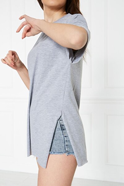 comstar Жіноча сорочка з рукавами та розрізом Oversize Tshirt