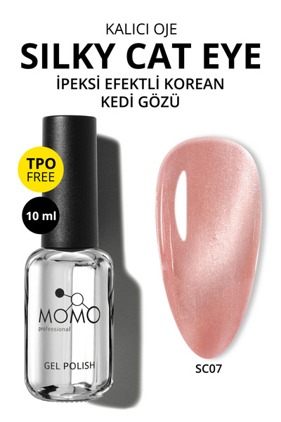 MOMO professional Korean Silky Cat Eye Gel Polish, Kedi Gözü Kalıcı Oje, SC07 Gül Kurusu, 10 ml, TPO- FREE