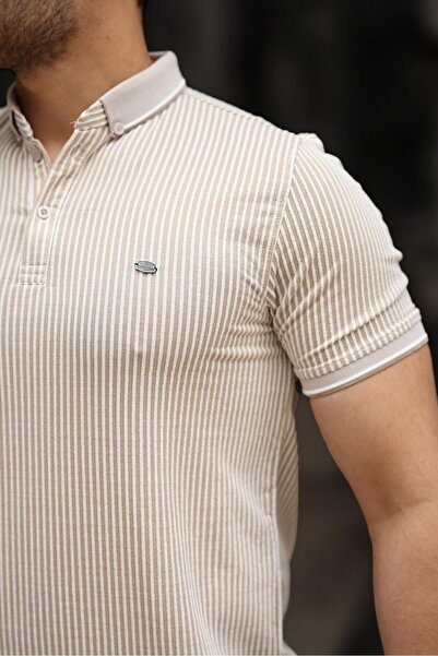 comstar Чоловічий базовий смугастий кавовий некручений поло з коміром
