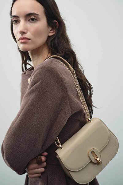 Hooopstore Milena Oval Leather Bag - Mink