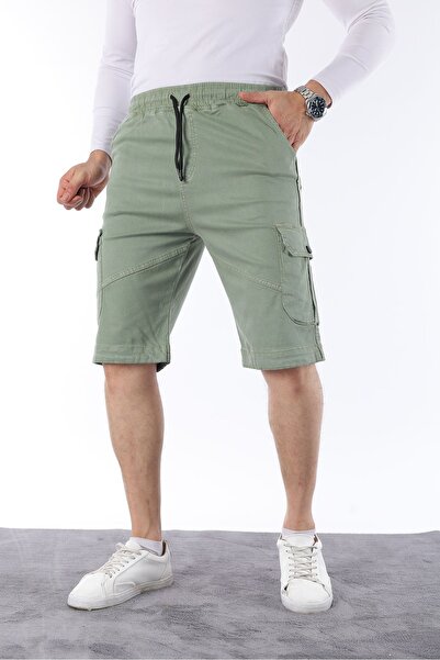 comstar Чоловічі шорти-капрі з еластичною талією, швами та кишенями для карманів, зелені
