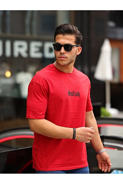 comstar Чоловічий футболка з принтом Oversize літній червоний