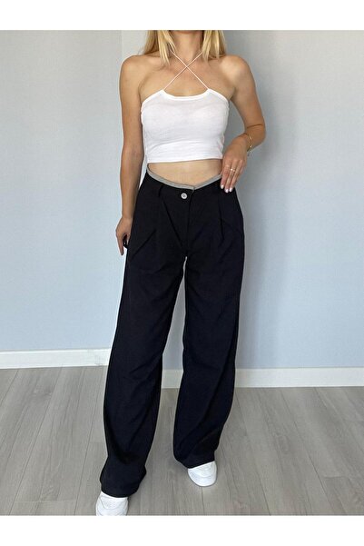 rose tml giyim Women's Fabric Double Waist Loose Palazzo Pants