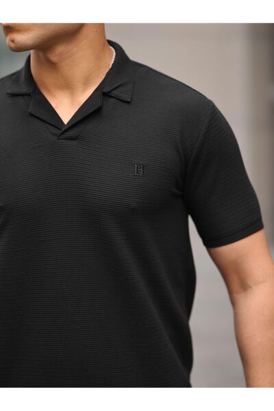 comstar Ανδρικό μπλουζάκι από ύφασμα βάφλα Slim Fit με πατιλέτα (V).