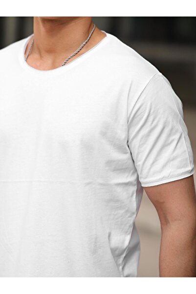 comstar Чоловічий базовий широкий комір, вільний літній білий футболка