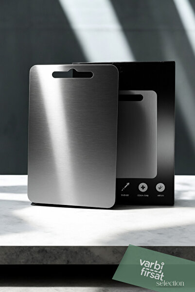 Varbifırsat Stainless Steel Cutting Board – 23X33 cm |   , Durable and Metal Cutting Sheet