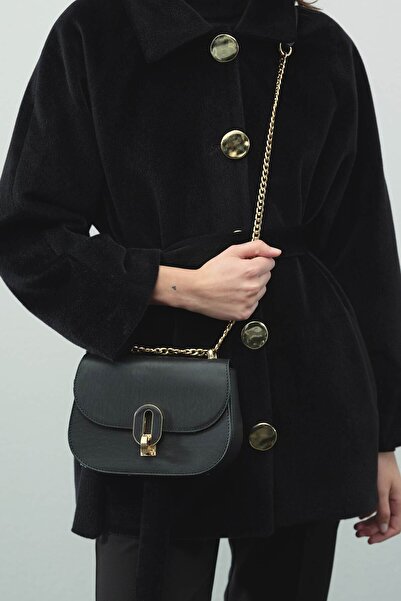 Hooopstore Milena Oval Leather Bag - Black