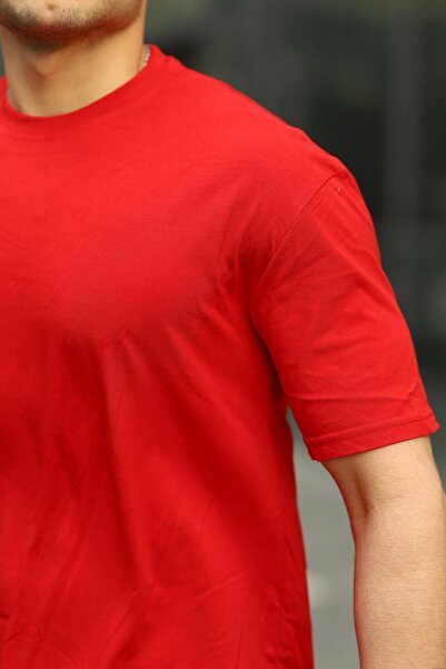 comstar Чоловічий оверсайз базовий футболка з велосипедним коміром червоного кольору
