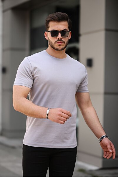 comstar Men's Basic Crew Neck Short Sleeve Tight Gray T-Shirt