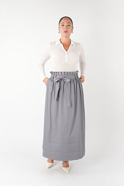 Guzella Maxi suknja veličine Visok struk Na vezivanje Sa džepovima