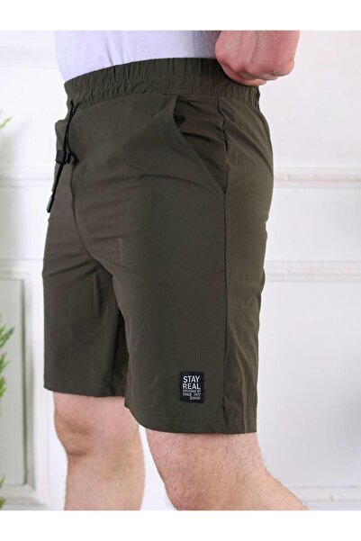 comstar Men's Parachute Printed Khaki Capri Shorts with Elastic Waist