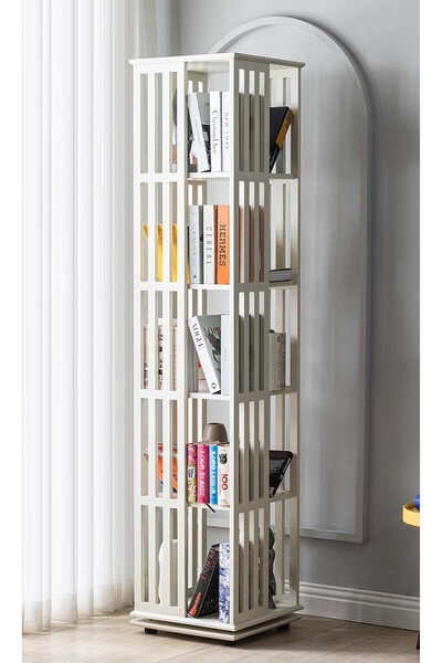 Storish Library Dönerli Kitaplık 5 Raflı Lake Krem