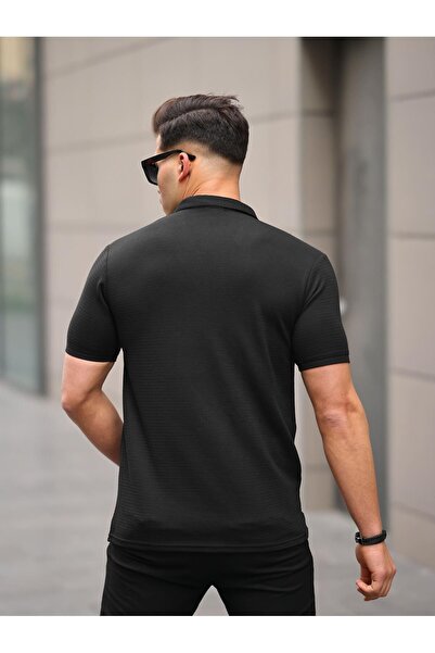 comstar Ανδρικό μπλουζάκι από ύφασμα βάφλα Slim Fit με πατιλέτα (V).