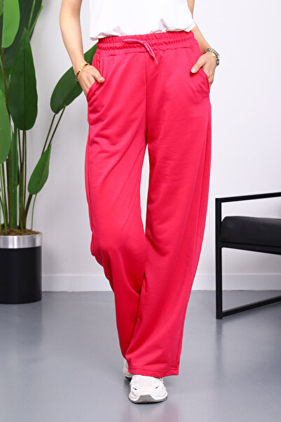 İmajButik Φούξια ελαστικό στη μέση, δύο κλωστές, παντελόνι Palazzo