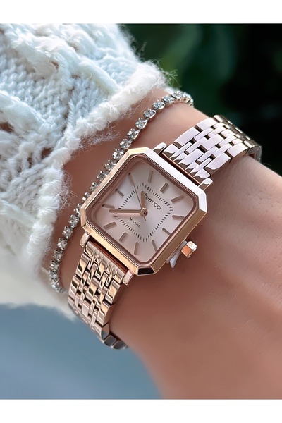 Ferrucci Steel Cord Square Case Women's Watch 3 Atm Waterproof 2 Years Mechanism Warranty