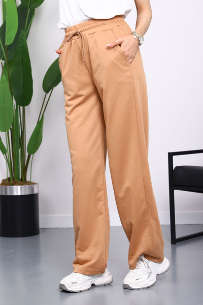 İmajButik Μπισκότο ελαστικό στη μέση με δύο κλωστές Palazzo αθλητικό παντελόνι